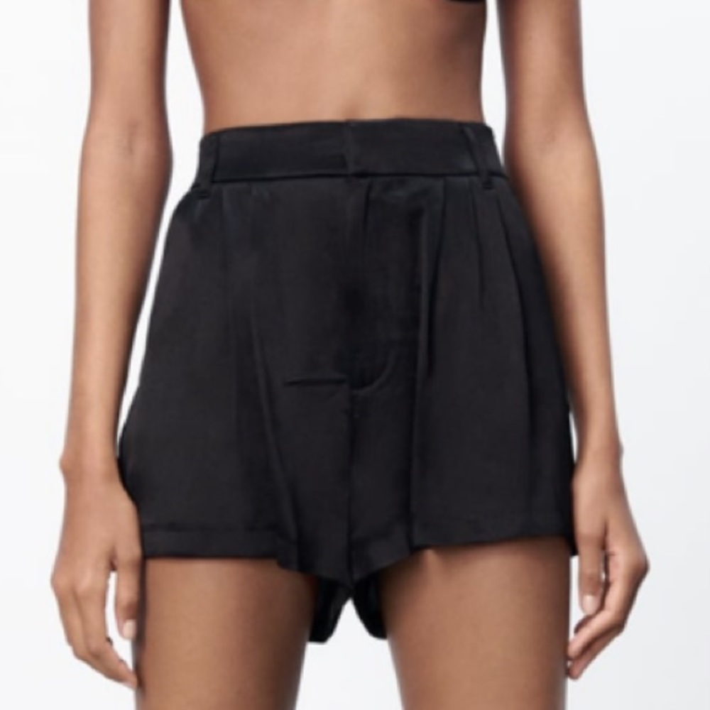 NWT Zara black satin shorts